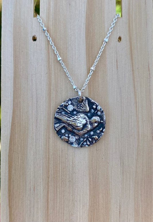 Sterling Silver Sparrow Pendant With  CZs