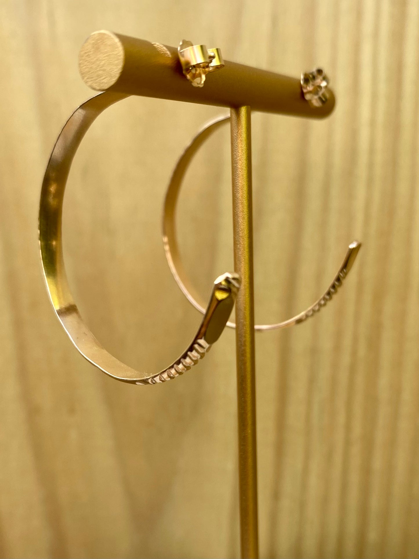 Yellow Gold Fill Stamped and Dapped Hoop Earrings
