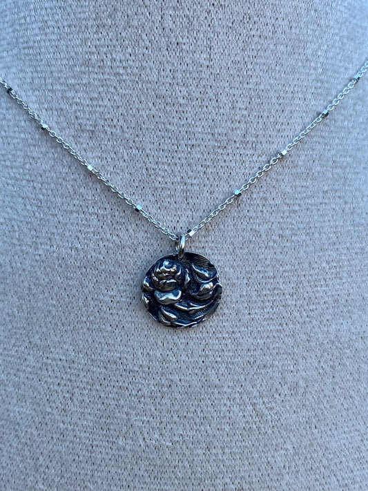 Wild Rose Charm Necklace in Sterling Silver