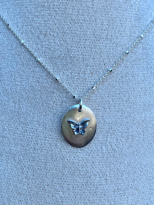 Fine Silver Butterfly Charm Necklace