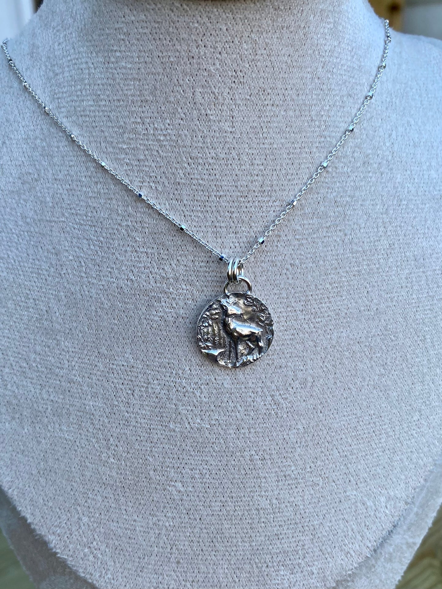 Fine Silver Stag Charm Necklace