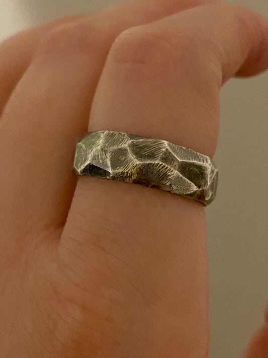 Faceted Sterling Silver Ring
