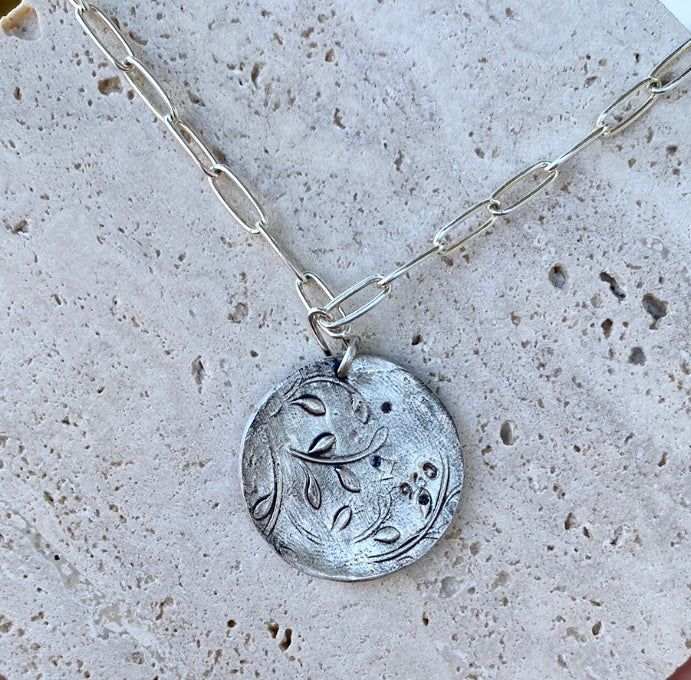 Moon and stars sterling silver necklace on 20” chain